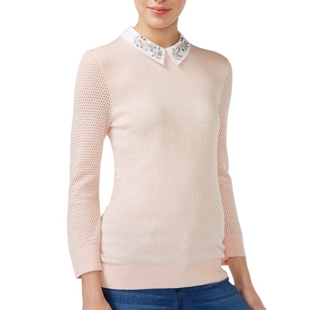 Maison Jules Embellished Collar Sweater